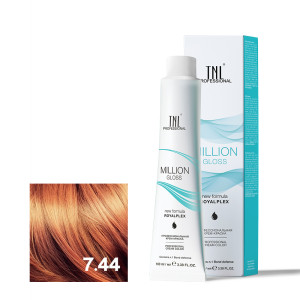 Крем-краска для волос TNL Professional Million Gloss 7.44 Блонд медный интенсивный 100 мл