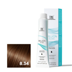 Крем-краска для волос TNL Professional Million Gloss 8.34 Светлый блонд золотистый медный 100 мл