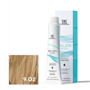 Крем-краска для волос TNL Professional Million Gloss 9.02 Очень светлый блонд прозрачный фиолетовый 100 мл
