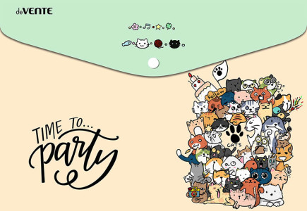Папка-конверт на кнопке "Time to party" А5 150мкм