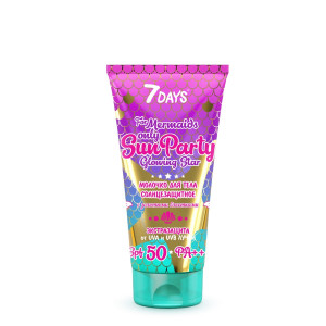 Солнцезащитное молочко 7 Days Sun Party Glowing star SPF50 солнцезащитное c золотыми блестками 150 мл