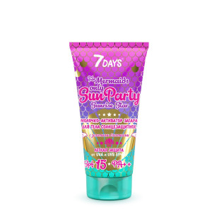 Солнцезащитное молочко 7 Days Sun Party Sunrise star SPF15 с золотыми блестками 150 мл