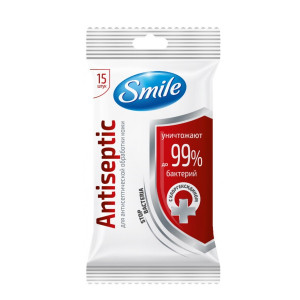 Салфетки влажные SMILE  15шт Антисептик Хлоргексидин 1/52