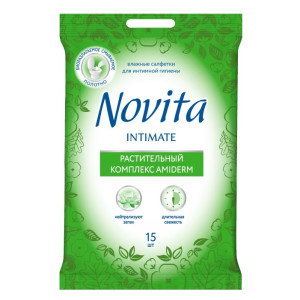 Салфетки влажные Novita Intimate для интимной гигиены 15 шт