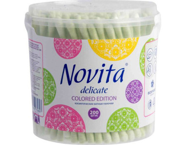 Ватные палочки Novita Delicate стакан 200 шт