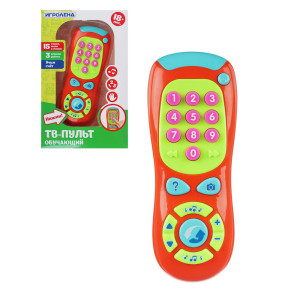ИГРОЛЕНД Игрушка обучающая, ТВ-пульт, пластик, свет, звук, 2хААА, 5х15х2см, 2 дизайна