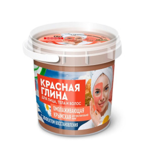 Глина для лица, тела, волос Народные рецепты Organic красная крымская Омолаживающая 155 мл
