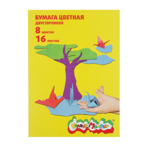 Бумага цветная Каляка-Маляка двухсторонняя 8 цветов 16 л
