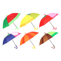 Зонт-трость детский, сплав, пластик, ПВХ,  длина 47см, 8 спиц, 6 дизайнов