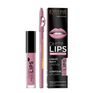 Набор для макияжа губ Eveline Oh My Lips матовая губная помада тон 03 + карандаш для губ тон 23