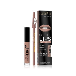 Набор для макияжа губ Eveline Oh My Lips матовая губная помада тон 01 + контурный карандаш для губ тон 17