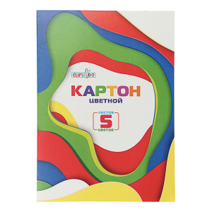 Картон цветной  ClipStudio в папке 5 цветов 5 л