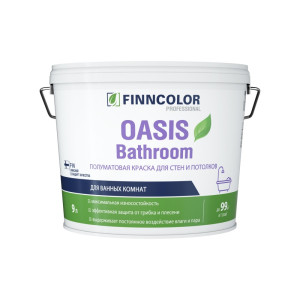 Краска Finncolor OASIS BATHROOM водно-дисперсионная для влажных помещений полуматовая база А цвет белый 9 л