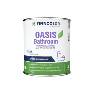 Краска Finncolor OASIS BATHROOM для влажных помещений водно-дисперсионная полуматовая база С цвет белый 0.9 л