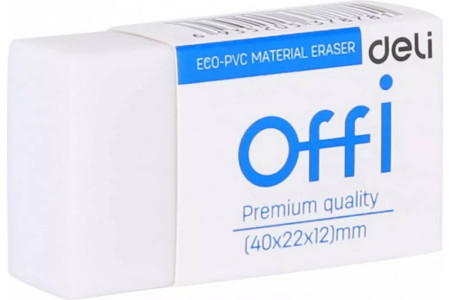 Ластик  Deli Offi белый 4х2.2х1.2 см