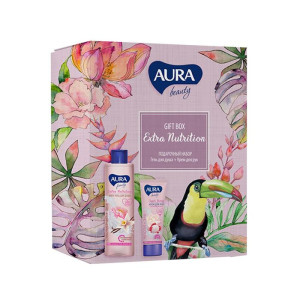 Подарочный набор Aura Extra Nutrition крем-гель для душа сливочная ваниль 250 мл+крем для рук тонизирующий 75 мл