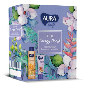 Подарочный набор Aura Energy Boost Гель для душа апельсин и имбирь 250 мл+крем для рук витаминный 75 мл