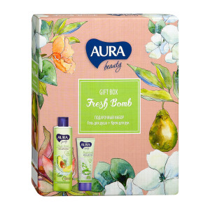 Подарочный набор Aura Fresh Bomb Гель для душа авокадо и розмарин 250 мл+крем для рук увлажняющий 75 мл