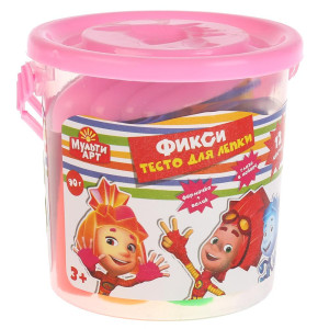 Набор д/дет тв-ва, тесто для лепки ФИКСИКИ 12 цв, 90 г, формочка, валик MultiArt в кор.2*36шт