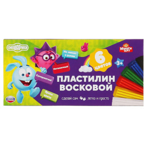 Пластилин MultiArt Смешарики восковой 6 цветов 90 гр
