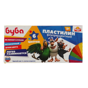 Буба пластилин неон БУБА 6 цв (90 г) multiart MultiArt в кор.30шт