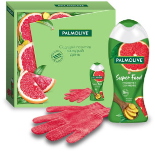 Подарочный набор Palmolive Super Food Гель-крем для душа Грейпфрут 250 мл и мочалка-перчатка
