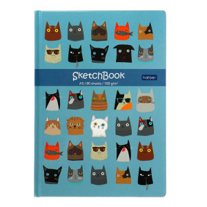 Скетчбук А4 100г/м2 80л CATs, обл тв карт, бл офс 59971