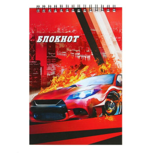 Блокнот А5 40л на гребне Calligrata "Красная тачка", обл.мел.карт   4594650