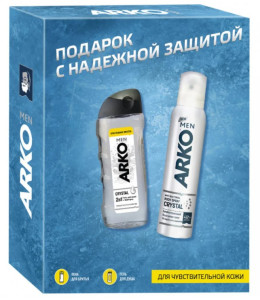 Подарочный набор Arko Men Crystal Гель для душа 260 мл и дезодорант 150 мл
