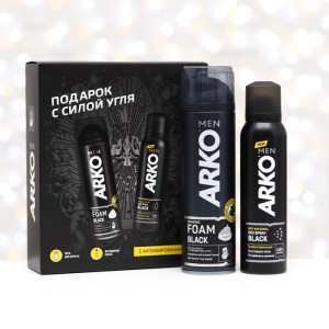 Подарочный набор Arko Men Black Пена для бритья 200 мл и дезодорант 150 мл