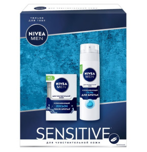 Подарочный набор Nivea Men Для чувствительной кожи Гель для бритья, 200 мл и лосьон после бритья 100 мл