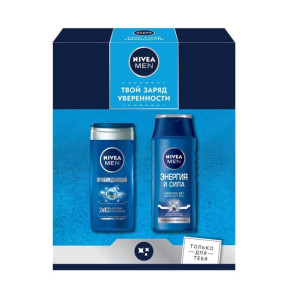 Подарочный набор Nivea Men Энергия и сила Шампунь для тела и волос 250 мл и гель для душа 2в1 250 мл
