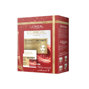 Подарочный набор L`Oreal Paris Возраст Эксперт 45+  Крем для лица лифтинг-уход против морщин дневной и тканевая маска для лица придающая упругость