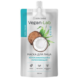 Маска для лица Skin Shine VeganLab Кокос успокаивающая и укрепляющая 100 мл