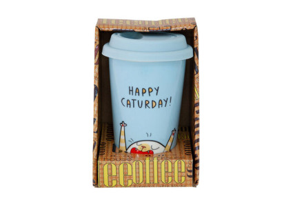 Стакан Happy caturday с силиконовой крышкой 350 мл