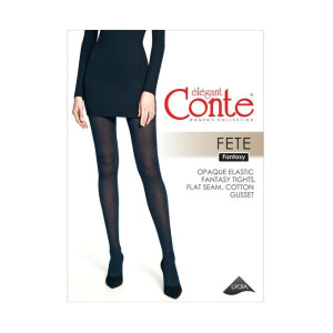Колготки Conte Fantasy Fete 50 Den цвет Mare/nero с ажурным геометрическим рисунком размер 3