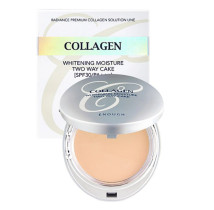 Пудра для лица Enough Collagen 3 in 1 Whitening осветляющая тон 13 светлый бежевый SPF28  ( + запасной блок) 13 гр