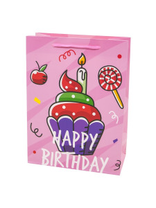 Пакет подарочный Китай Happy Birthday в ассортименте 18х24х8.5 см - 1