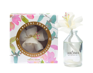 Аромадиффузор Aroma Harmony Cristal Sugar с цветком из ротанга 50 мл - 1