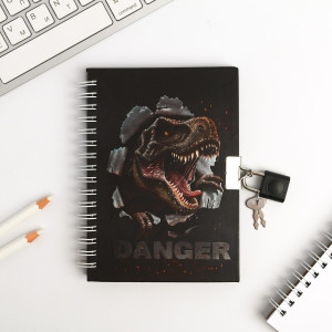 Блокнот ArtFox Канцтовары для классных парней Danger на замочке линейка А6 50 л - 1