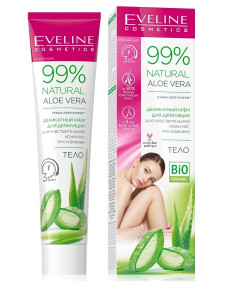 Крем-депилятор Eveline 99% Natural Алоэ Деликатный для чувствительной кожи ног, рук и бикини, 125 мл