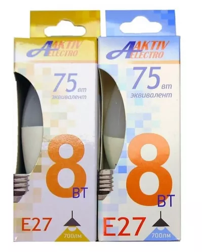 Лампа светодиодная  АктивЭлектро Regular LED-C37 Свеча 8Вт 175-265В 3000К 700Лм Е27 – 2