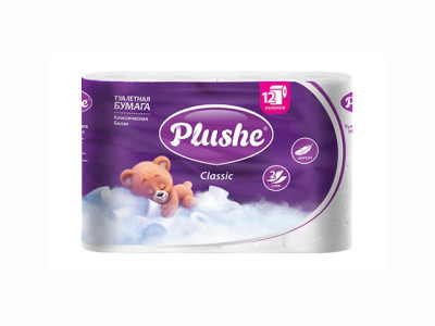 Туалетная бумага Plushe Classic белая 2 слоя 18 м 12 рулонов