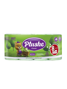 Туалетная бумага Plushe Classic Зелёное Яблоко 2 слоя 18 м 8 рулонов