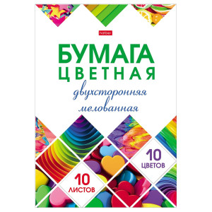 Бумага цветная Hatber Мозаика мелованная двусторонняя 10 цветов 10 л