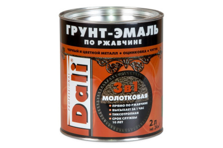 Грунт-эмаль Dali С молотковым эффектом 3в1 по ржавчине золотистый 2 л - 1