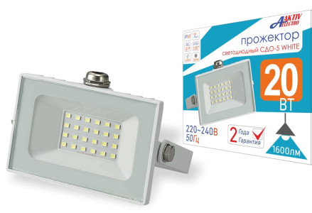 Прожектор светодиодный АктивЭлектро СДО-5 20Вт 220-240В 6500К 1600Лм IP65 белый