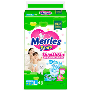 Подгузники-трусики Merries Good Skin L 9-14 кг 44 шт