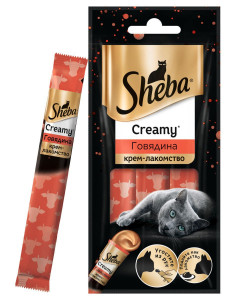 Лакомство для кошек Sheba крем с говядиной 12 гр