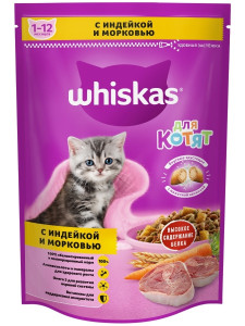 WHISKAS д/котят с молоком индейка/морков 350 гр